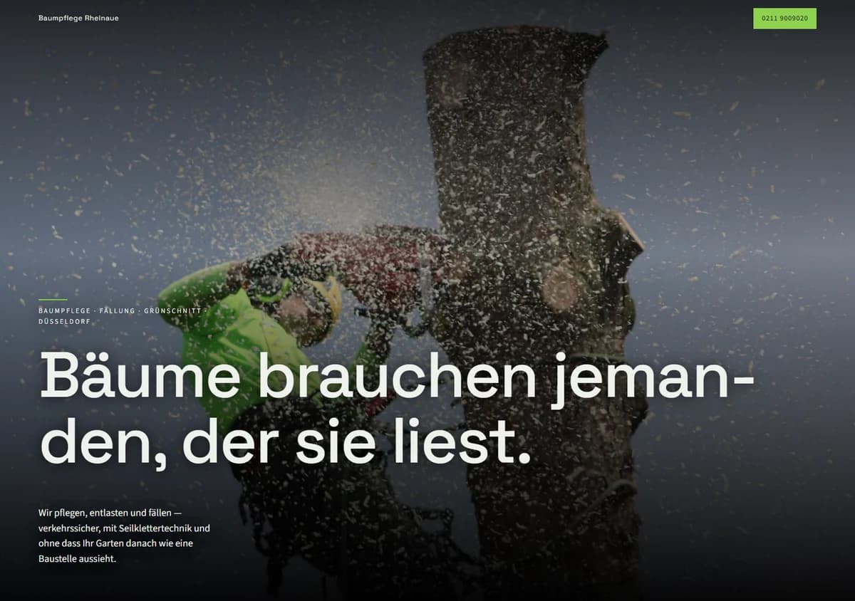 Musterseite für einen Betrieb für Baum- und Gartenpflege