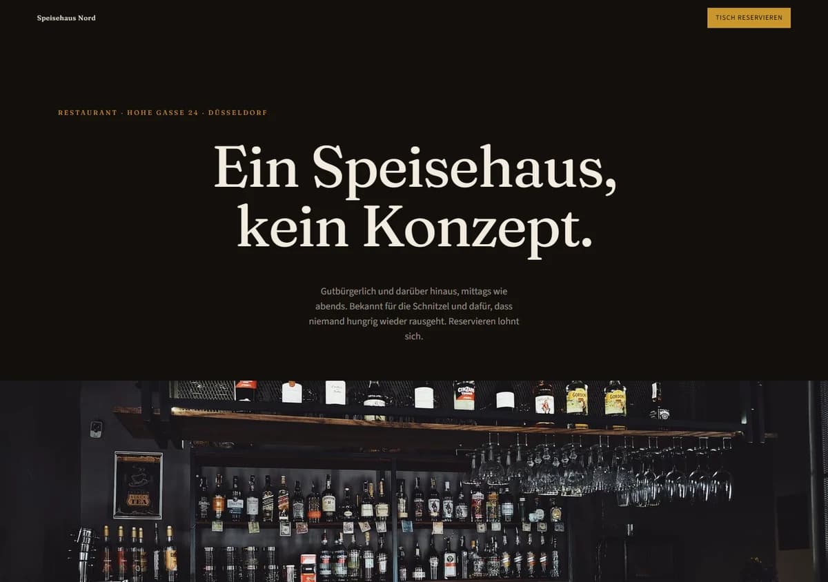 Musterseite für ein Restaurant