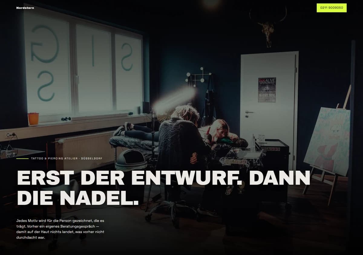 Musterseite für ein Tattoo-Atelier